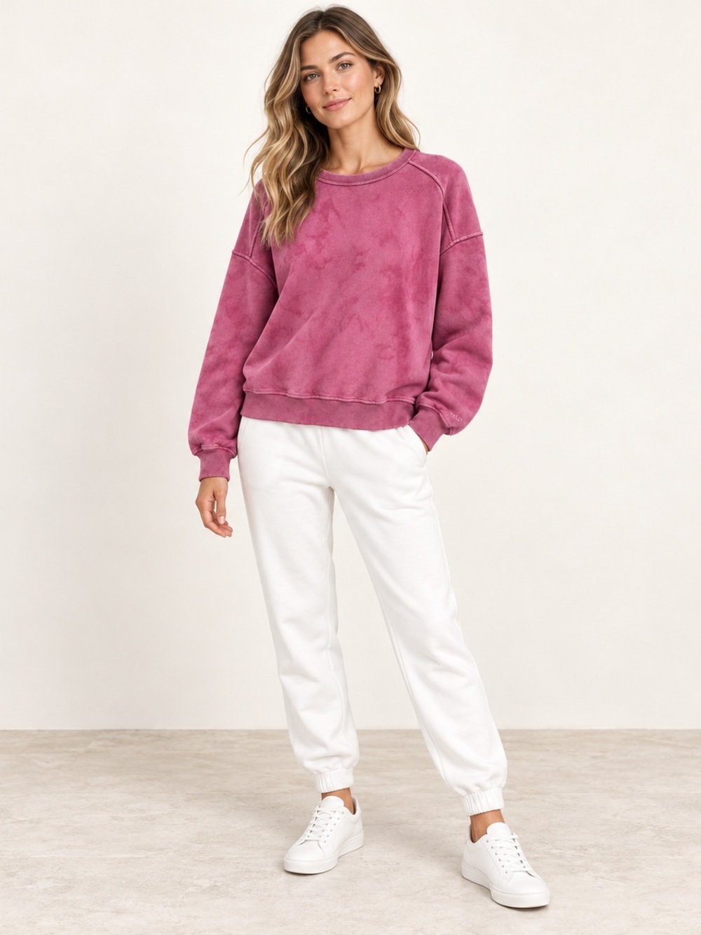 rag & bone Pink Washed Crewneck Sweatshirt
